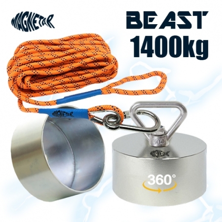 Aimant pas cher de 360 degrés Beast 1400kg Magnetar avec corde très solide de 20 mètres et coque de protection
