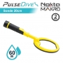 Nouveau PulseDive jaune ou noir avec grande sonde de 20 cm, étanche à 20 mètres. Détecteur de métaux pour la plongée.