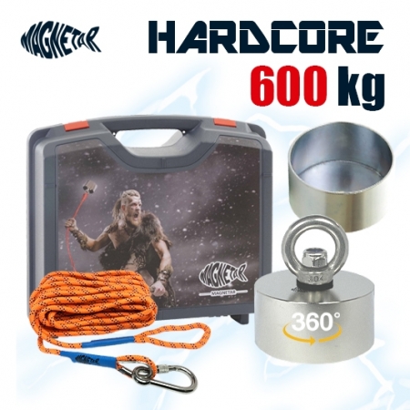 Nouveau Pack Aimant puissant 360 degrés Hardcore 600kg Magnetar avec mallette, corde de 20 mètres et coque de protection