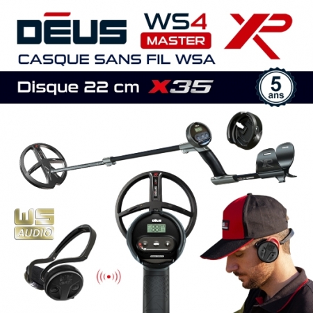 Detecteur de metaux xp deus avec petit disque de 22,5 cm, casque ws4 et WSA