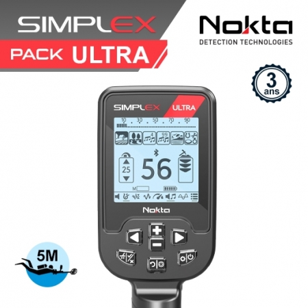 Détecteur De Métaux Nokta Simplex Ultra + Casque Sans Fil - Étanche 5m, Bobine 28cm - Profondeur Extrême