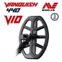 Le disque V10 de 18x25 cm qui équipe le Minelab Vanquish 340 et 440 est d'une très grande sélectivité.