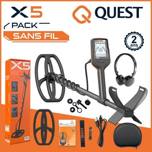 Détecteur de métaux Quest Q35 - Pack pinpointer : 3 freq, Etanche 5m