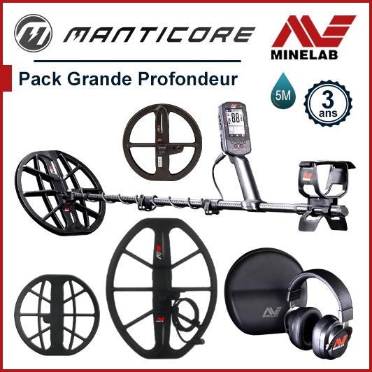 Minelab Manticore avec 3 grands disques de détection dont le M9 et le M15