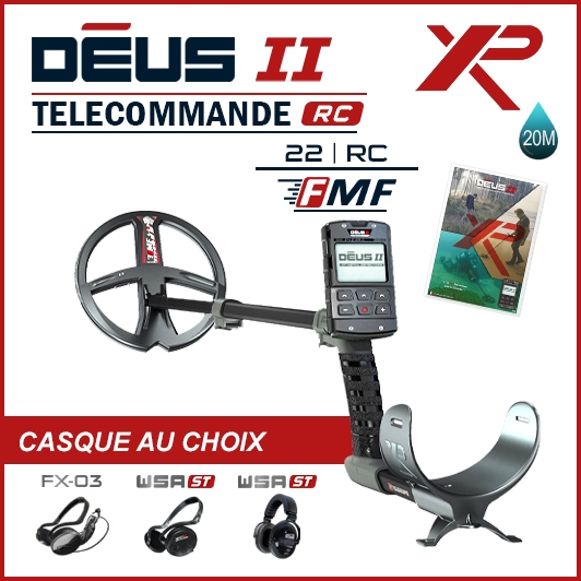 Detecteur de metaux XP Deus 2 RC avec disque 22 cm et technologie FMF et casque au choix
