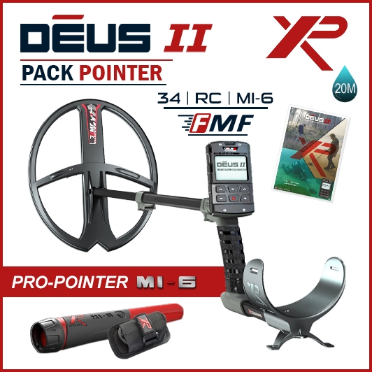 Detecteur de metaux XP Deus 2 RC avec puissant disque de 28x34 cm et Pointer MI-6