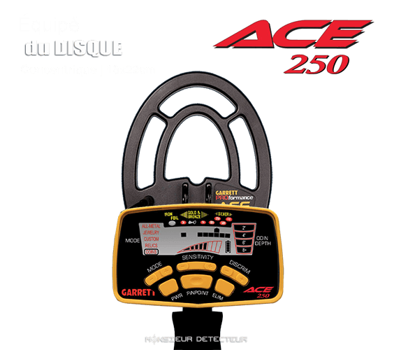 Detecteur de metaux Garrett Ace 250 avec protège-disque