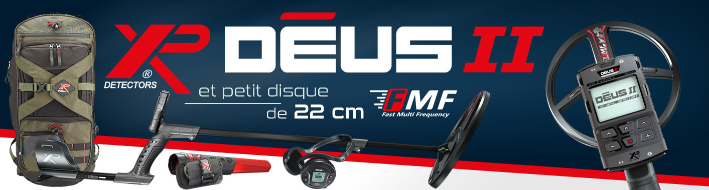 XP Deus 2 avec disque 22 cm FMF, télécommande, casque WS6, sac BackPack 280 et Pointer MI6