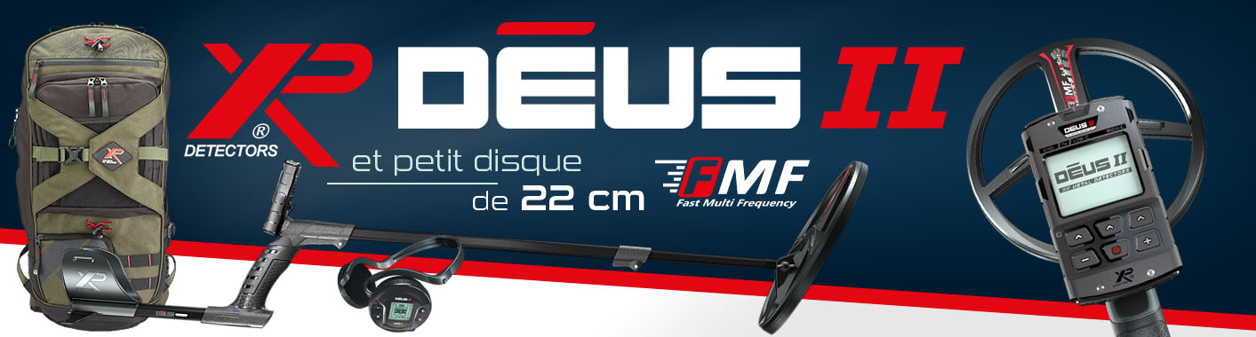 XP Deus 2 avec disque 22 cm FMF, télécommande, casque WS6 et sac BackPack 280