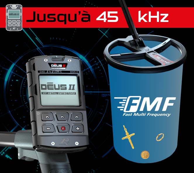 XP Deus 2 RC multi-frequences avec grand disque 28 cm FMF