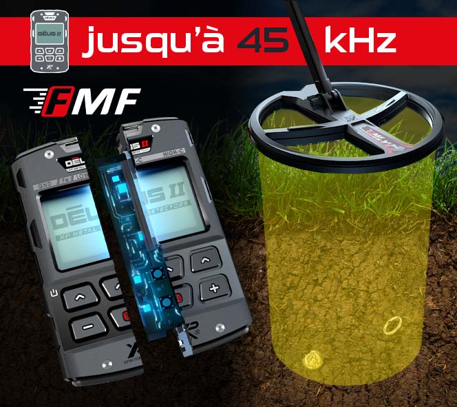 XP Deus 2 RC multi-frequences avec grand disque 28 cm FMF et Pointer MI-6