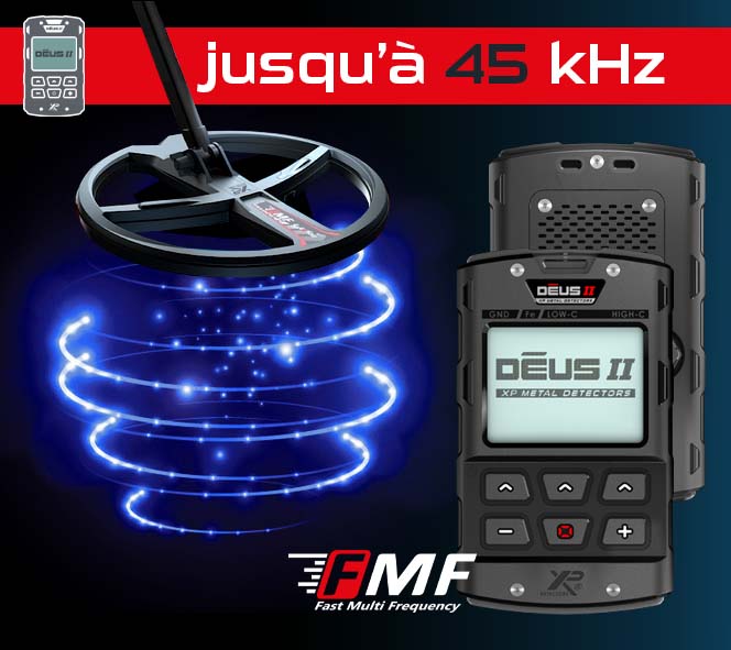 XP Deus 2 RC multi-frequences avec Pointer MI-6 et puissant disque 34x28 cm FMF