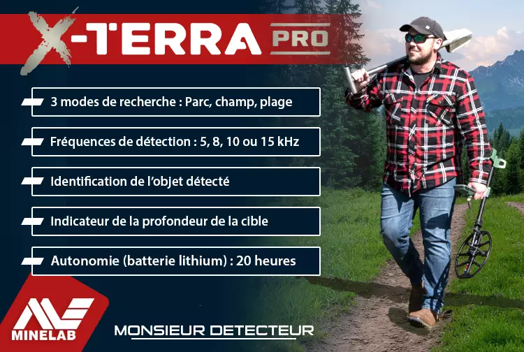 Détecteur XTerra Pro Minelab doté de la multifréquence