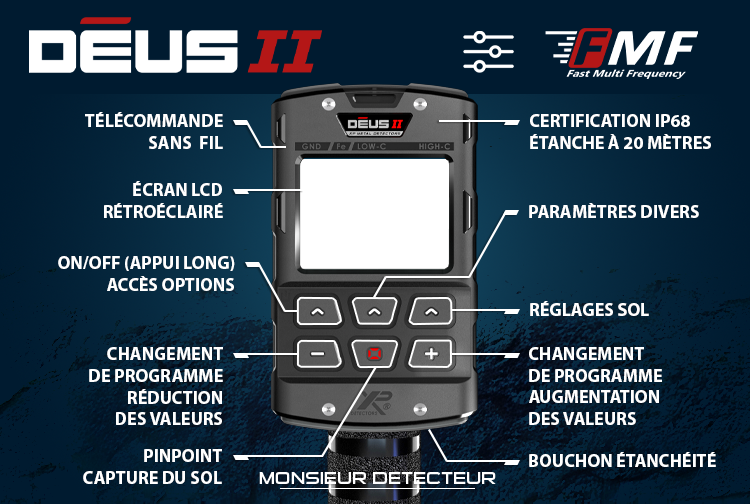 Détecteur XP DÉUS 2 avec écran rétroéclairé