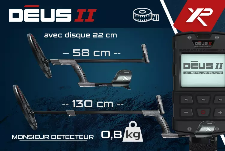 Une fois replié, le détecteur XP DÉUS 2 mesure seulement 58 cm