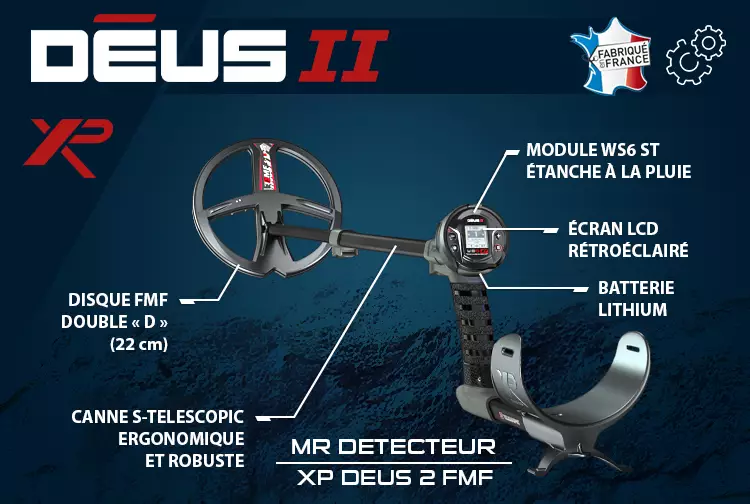 XP Déus 2 muni de la tête de détection FMF de 22 cm