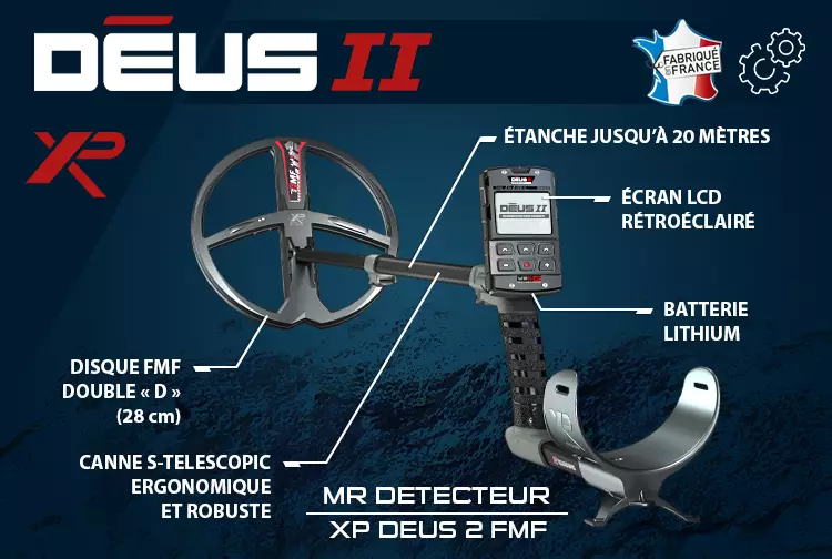 Une fois replié, le détecteur XP DÉUS 2 mesure seulement 58 cm